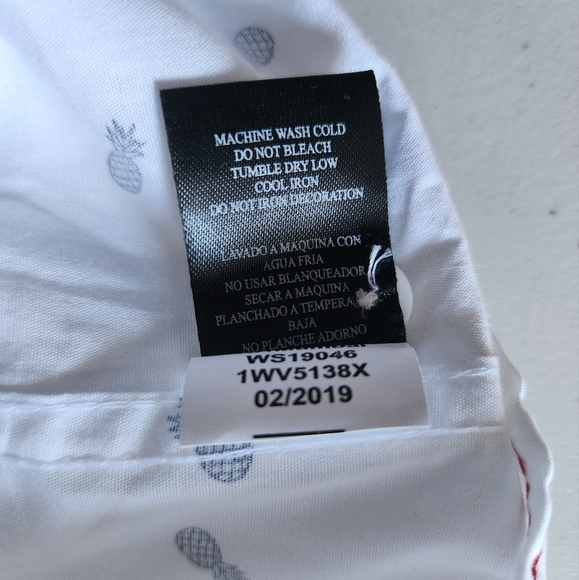 Distortion 3XL Short Sleeve Button Up Shirt Blue Pineapples on White - Picture 11 of 11